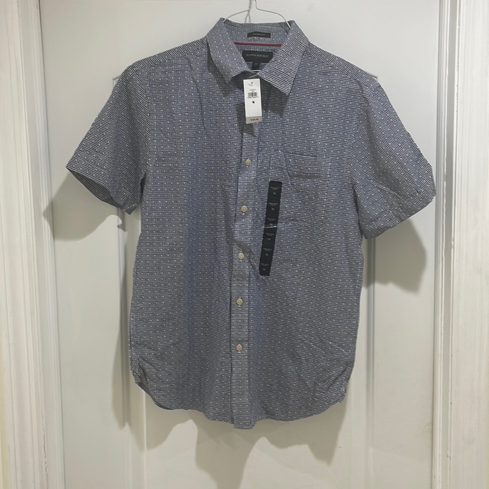 Banana Republic Mens Size M Button Down Short Sleeve Casual Shirt